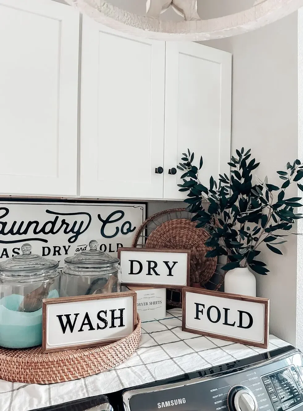 3 Farmhouse Wash Dry Fold Laundry Room Signs Decor